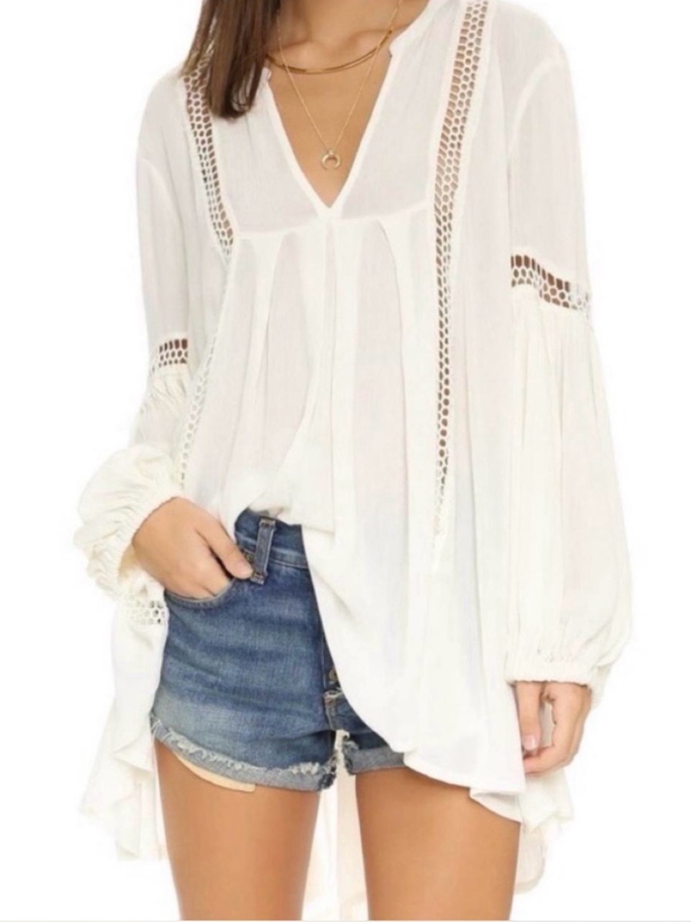 Free People Just The Two of Us Tunic Ivory M